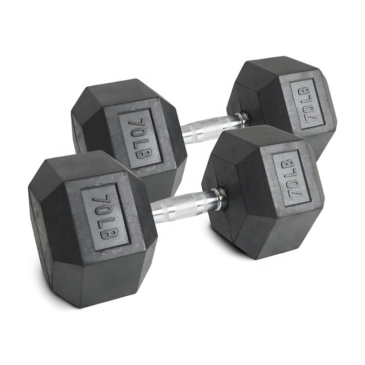 Hex Dumbbell Set - 70lb Kauçuk Altıgen Dambıl Seti Krom