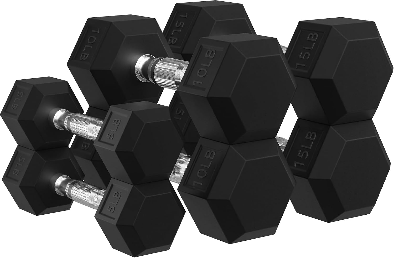 Hex Dumbbell Set - Kauçuk Kaplamalı Altıgen Dambıllar, İsteğe Bağlı