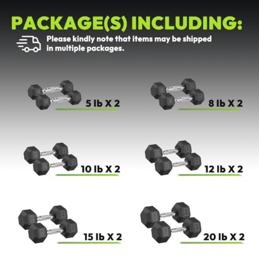 Hex Dambıl Seti 45-480 lb Kauç - Hex Dumbbell Set incelemesi ve fiyatı